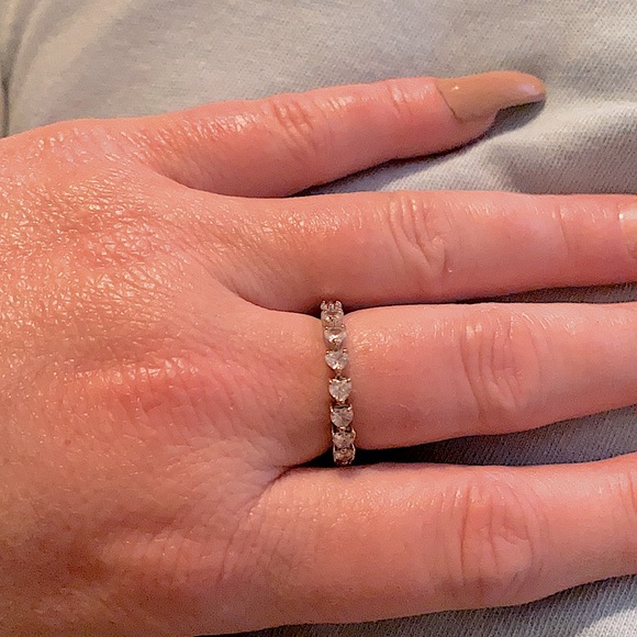 Stunning Silver Ring With Heart CZ’s All The Way Around - Picture 10 of 15